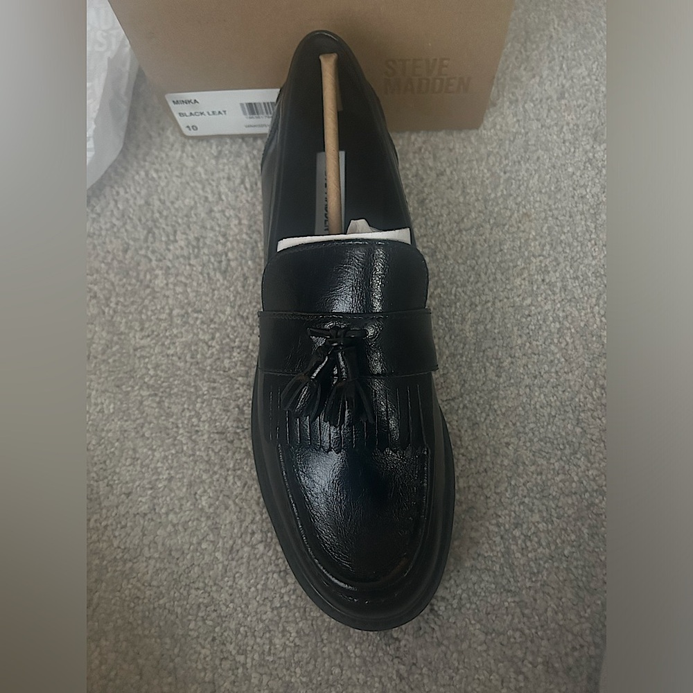 Brand new Black leather Loafers- Steve Madden size 10